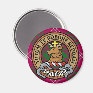 Íman Clan Crawford Crest sobre Tartan