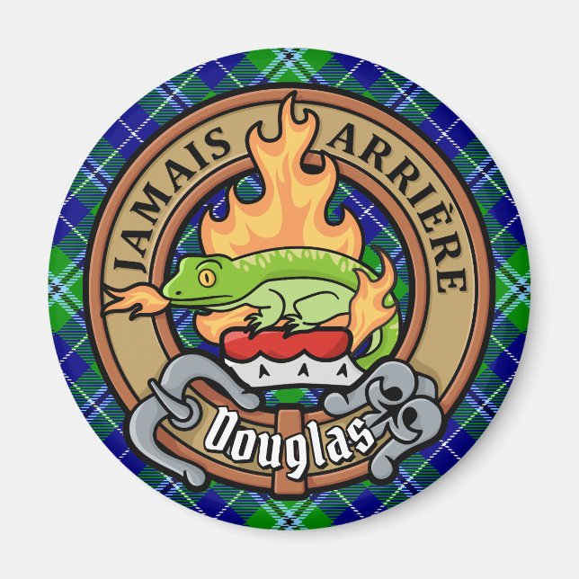 Íman Clan Douglas Crest sobre Tartan (Frente)