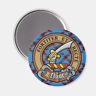 Íman Clan Elliot Crest sobre o Antigo Tartan