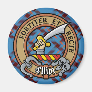 Íman Clan Elliot Crest sobre o Antigo Tartan