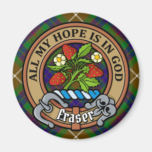 Íman Clan Fraser Crest sobre caçar Tartan