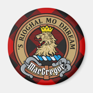 Íman Clan Gregor Crest sobre Rob Roy Tartan