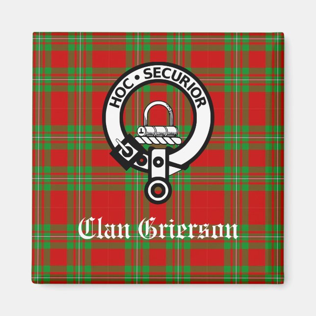 Íman Clan Grierson Crest Crachá e Tartan (Frente)
