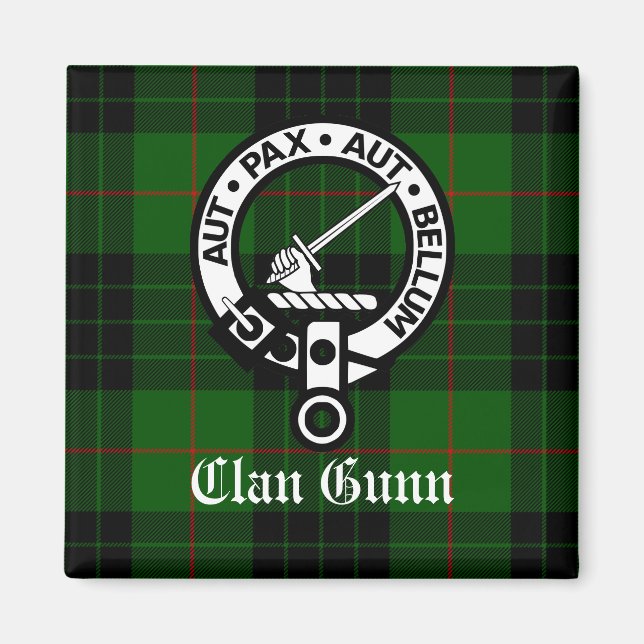 Íman Clan Gunn Crest Crachá e Tartan (Frente)