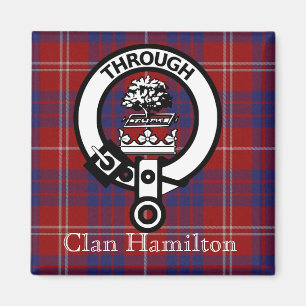 Íman Clan Hamilton Crest e Tartan Magnet