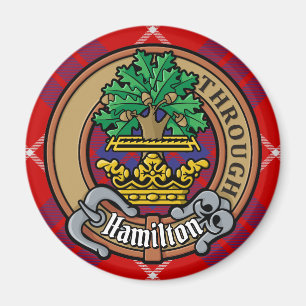 Íman Clan Hamilton Crest sobre o Red Tartan