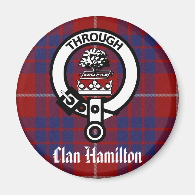 Íman Clan Hamilton Crest & Tartan (Frente)