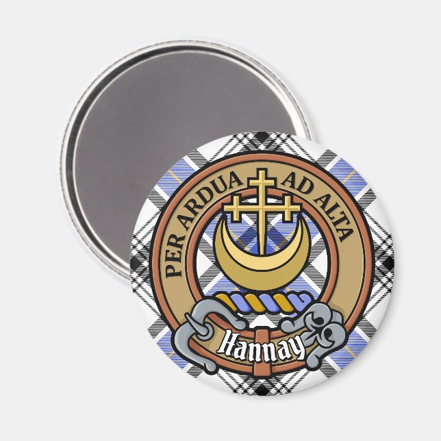 Íman Clan Hannay Crest sobre Tartan (Front/Back)