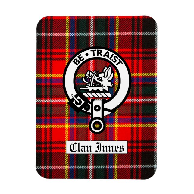 Íman Clan Innes Crest Crachá & Tartan (Vertical)
