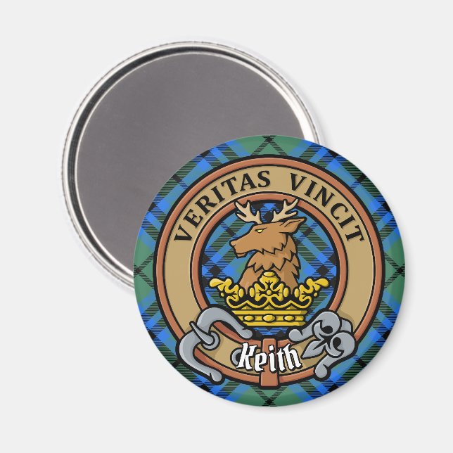 Íman Clan Keith Crest sobre Tartan (Front/Back)