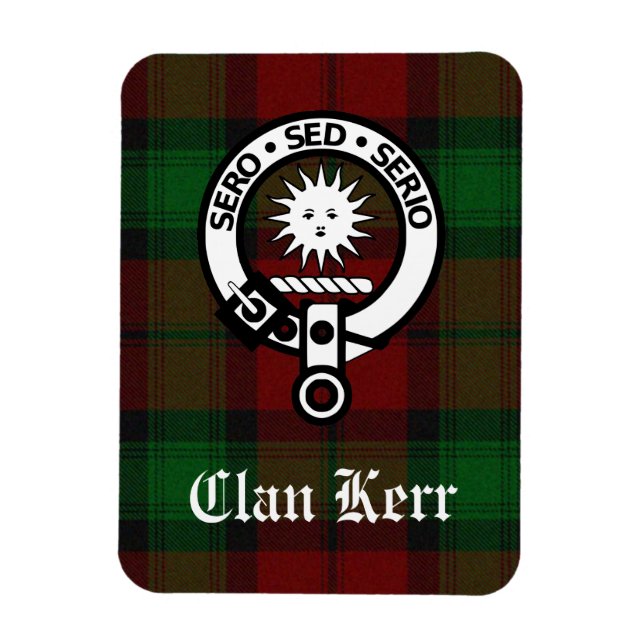 Íman Clan Kerr Tartan e Crachá Crest (Vertical)