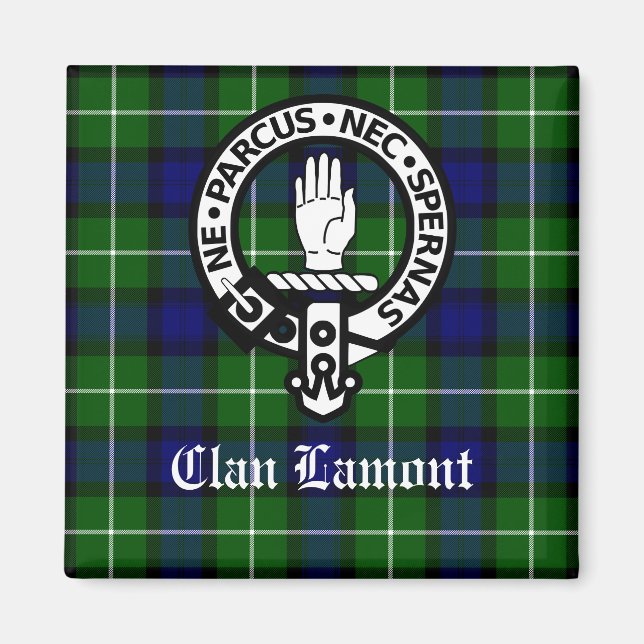 Íman Clan Lamont Crest Crachá e Tartan (Frente)