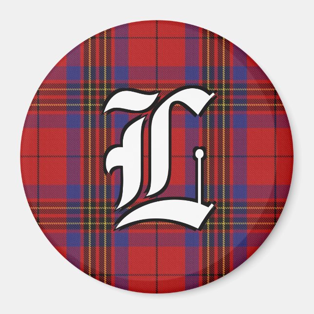 Íman Clan Leslie Red e Blue Tartan Xadrez Acentos (Frente)