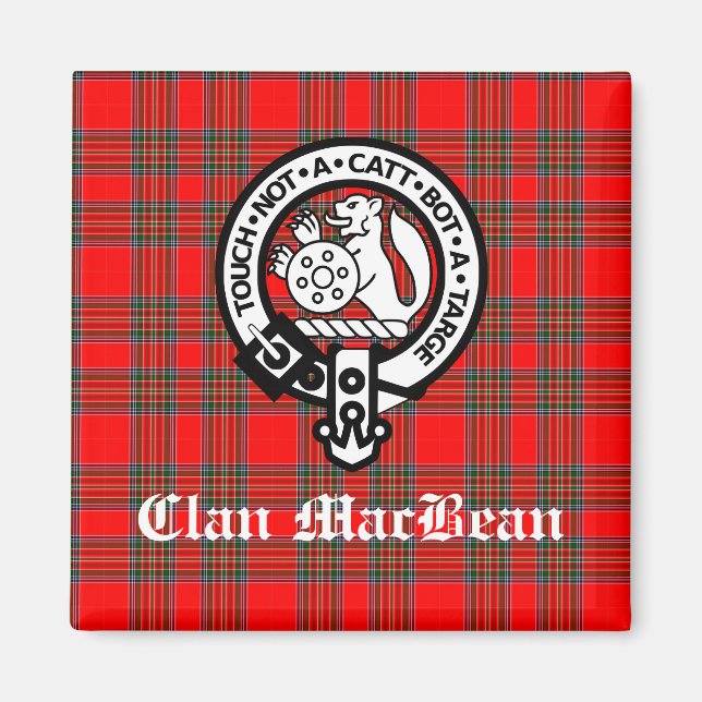 Íman Clan MacBean Crest Crachá e Tartan (Frente)