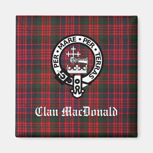 Íman Clan MacDonald Crest e Modern Tartan (Frente)