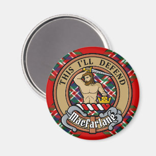 Íman Clan MacFarlane Crest sobre Tartan