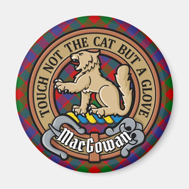 Íman Clan MacGowan Crest sobre Tartan (Frente)