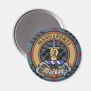 Íman Clan MacKay Crest sobre Blue Tartan
