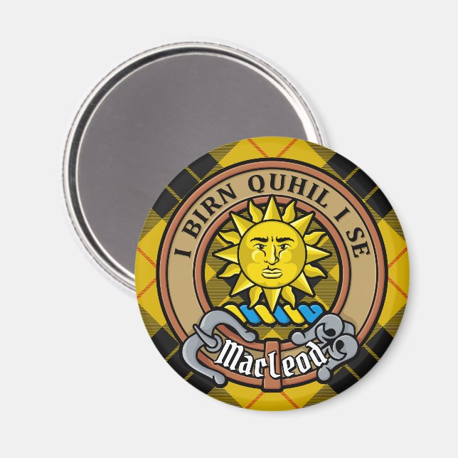 Íman Clan MacLeod de Lewis Crest sobre Tartan (Front/Back)