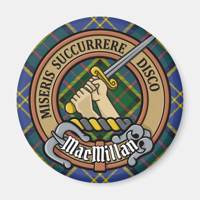 Íman Clan MacMillan Crest sobre caçar Tartan (Frente)