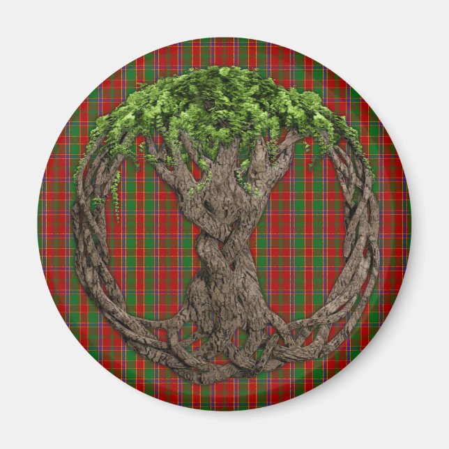 Íman Clan Munro Tartan E Árvore Celta Da Vida (Frente)