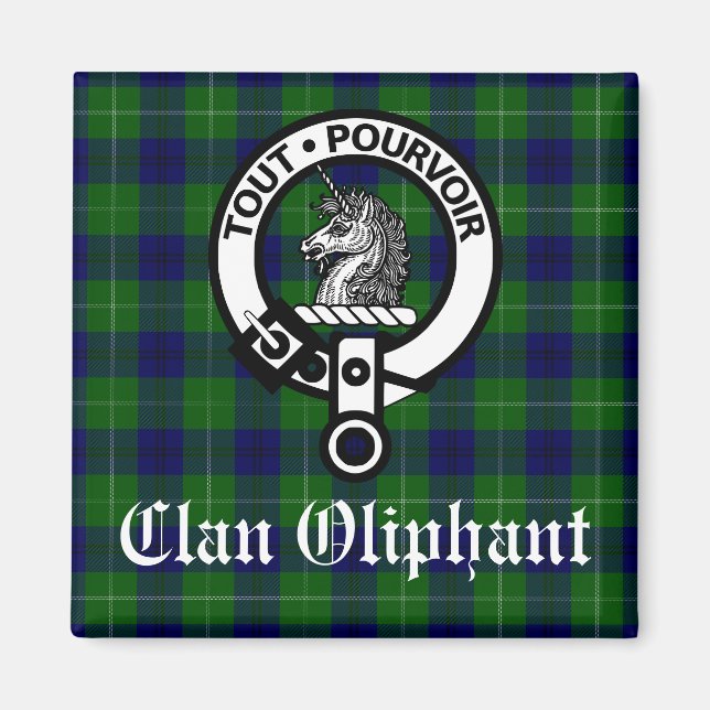 Íman Clan Oliphant Crest Crachá e Tartan (Frente)