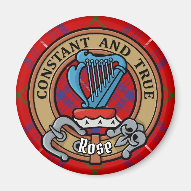 Íman Clan Rosa Crest sobre Tartan (Frente)