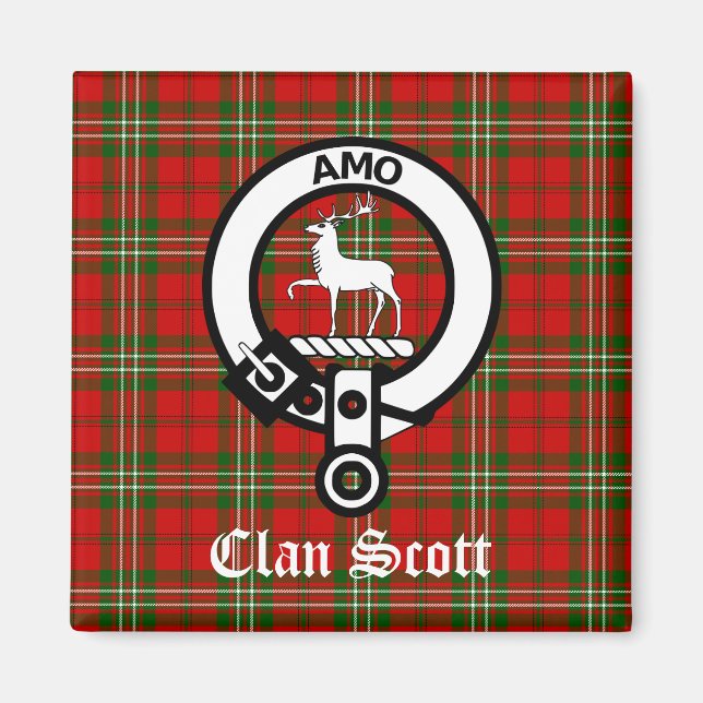 Íman Clan Scott Crest Crachá e Tartan (Frente)