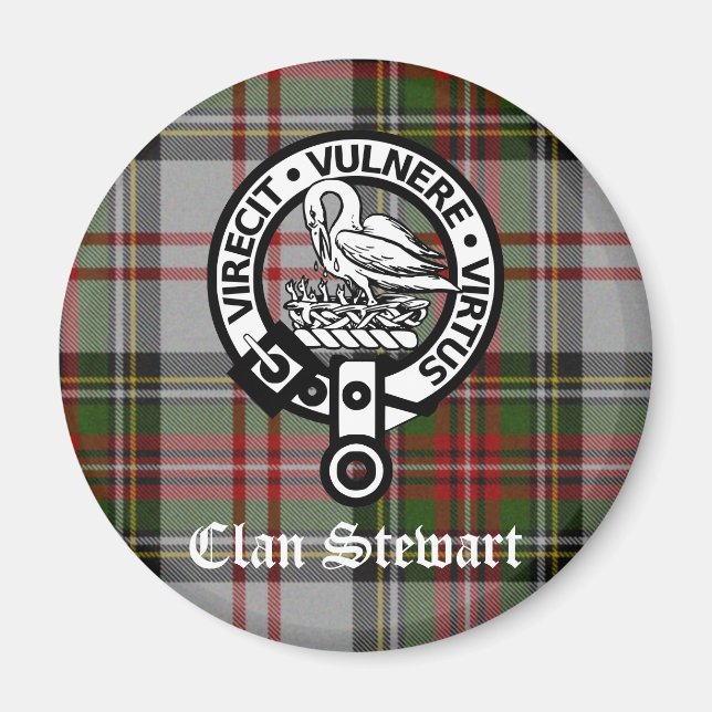 Íman Clan Stewart Crest & Tartan Magnet (Frente)