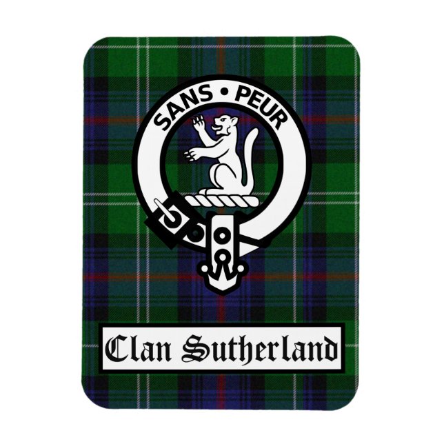 Íman Clan Sutherland Crest Crachá & Tartan (Vertical)
