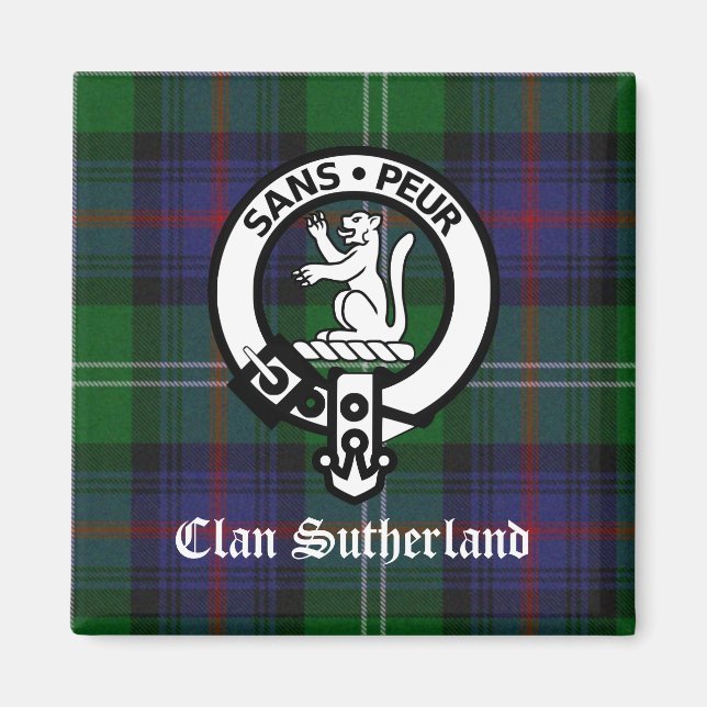 Íman Clan Sutherland Crest & Tartan (Frente)