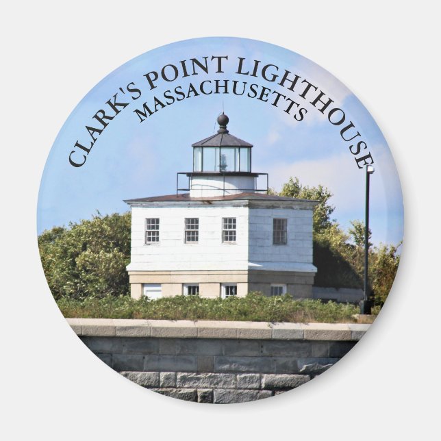 Íman Clarks Point Lighthouse Massachusetts Round Magnet (Frente)