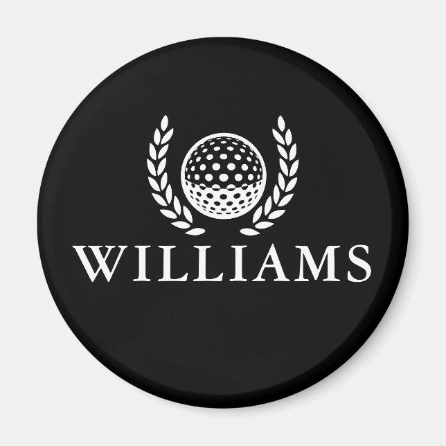 Íman Classic Black And White Personalized Name Monogram (Frente)