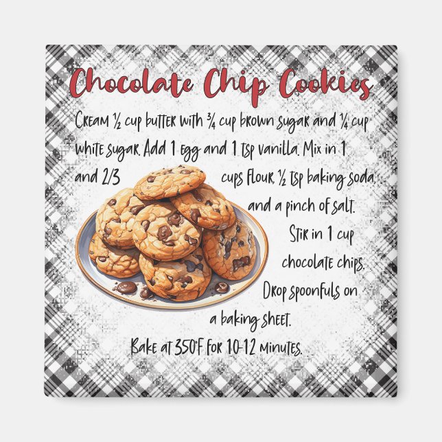 Íman Classic Chocolate Chip Cookie Recipe Kitchen Decor (Frente)