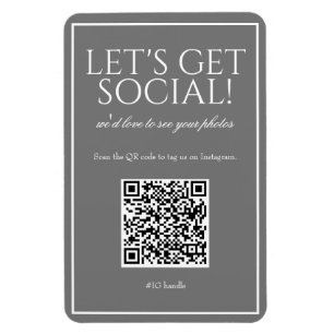Íman Classic Simple Gray QR Code Social Media Magnet