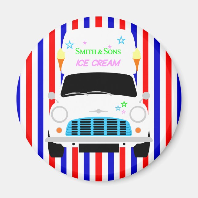 Íman Clássico Austin Mini sorvete Van (Frente)