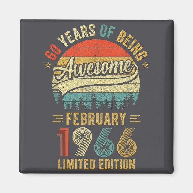 Íman Clássico Fevereiro 1966 Velho Aniversário de 60 an (Frente)