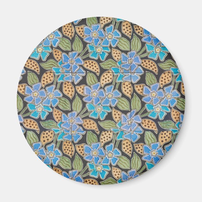 Íman Clássico Floral Clássico Azul-Flor Elegante (Frente)