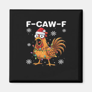 Íman Clássico Galo de Natal F-Caw-F Engraçado