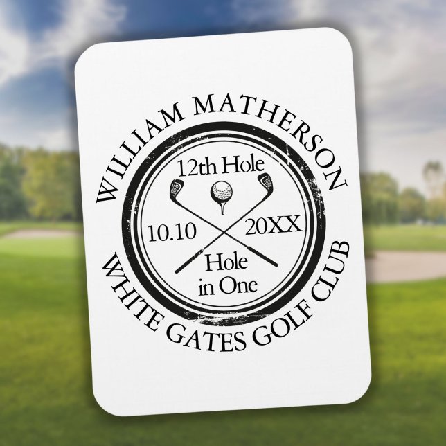 Íman Clássico Personalizado de Golfe Hole in One (Criador carregado)
