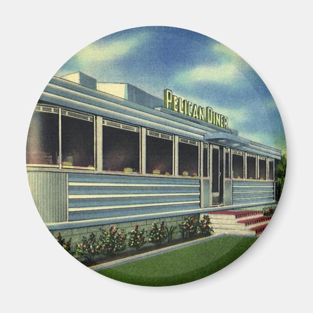 Íman Clássico Restaurante Retro dos Anos 50 Pelican Din (Frente)