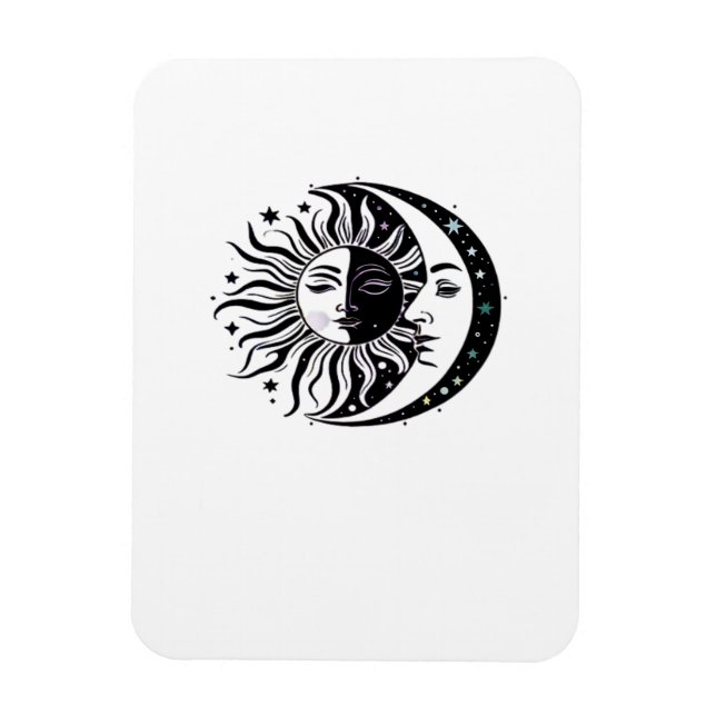 Íman Clássico Whimsigoth Aquarela Sol Lua Witchy (Vertical)