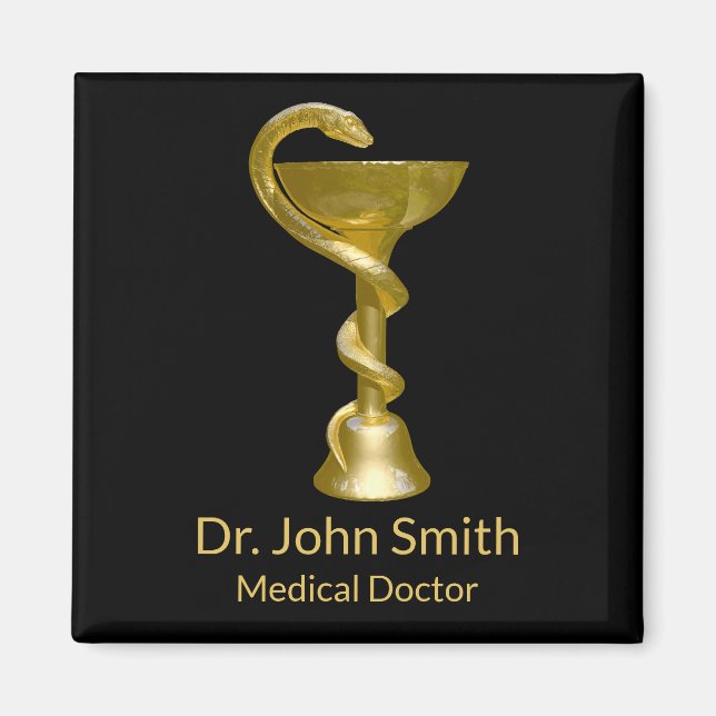 Íman Classy Medical Bowl Cobra Hygieia Dourado Caduceus (Frente)