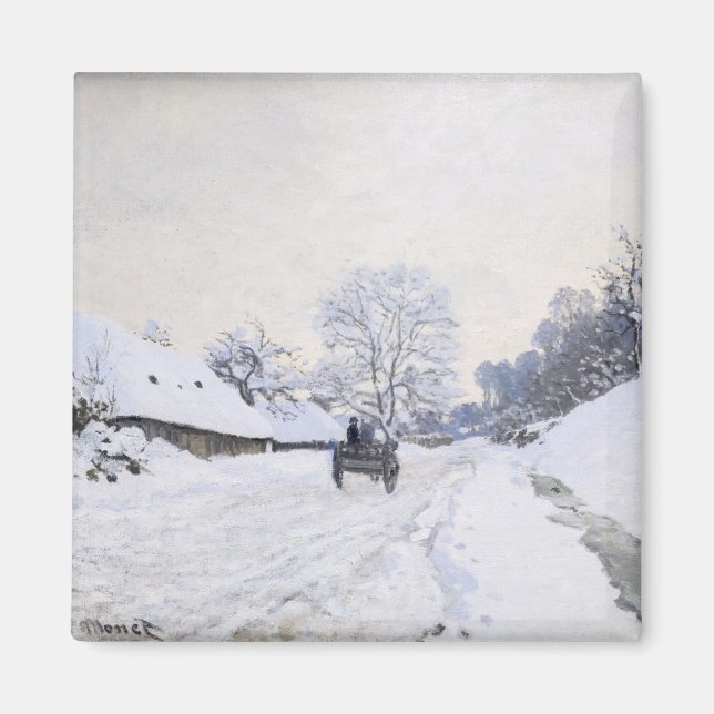 Íman Claude Monet - Carrinho na Estrada de Neve em Honf (Frente)