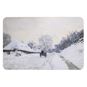 Íman Claude Monet - Carroça na Estrada Nevada em Honfle