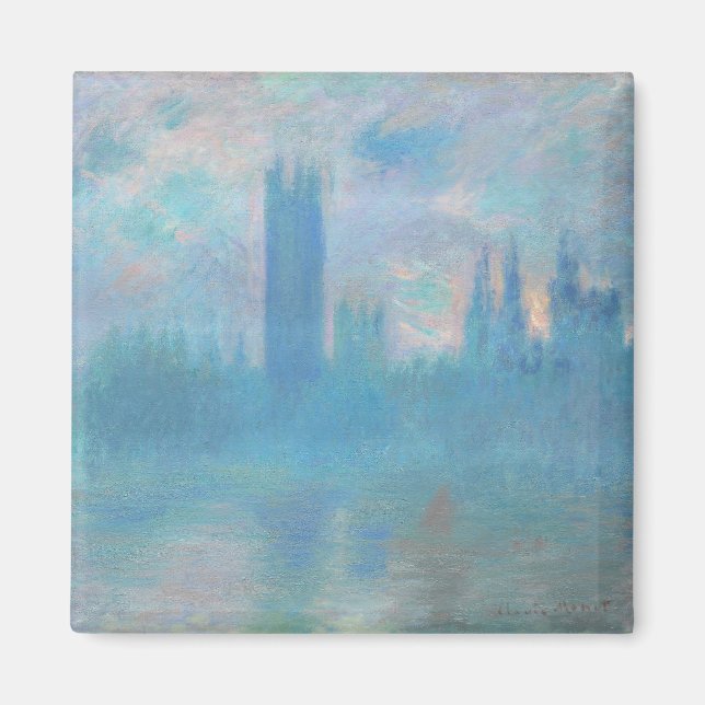 Íman Claude Monet. Casas do Parlamento em Londres. Azul (Frente)