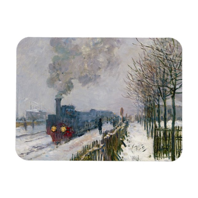 Íman Claude Monet - Comboio na neve / A locomotiva (Horizontal)
