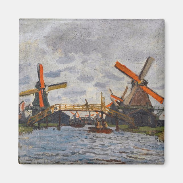 Íman Claude Monet - Moinhos de vento perto de Zaandam (Frente)