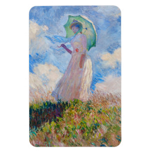 Íman Claude Monet - Mulher com Guarda-Sol virada para a