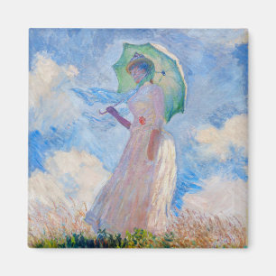 Íman Claude Monet - Mulher com Guarda-Sol virada para a